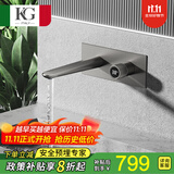 KG(意大利)暗装龙头全铜嵌入墙式预埋隐藏式洗手盆面盆冷热水龙头 【枪灰色】A款数显入墙式龙头KF3