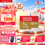 Sandisk闪迪内存卡存储tf卡运动相机卡高速gopro相机无人机内存卡MicroSD卡u3/v30 适用于适用pocket4 1T  读速高达190Mb/s运动相机无人机TF卡