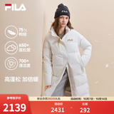 斐乐蓬蓬羽绒服丨FILA过膝长款羽绒女连帽防污保暖外套 云菇白-WT XL 175/92A