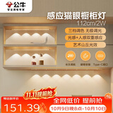 公牛（BULL）感应猫眼橱柜灯磁吸充电山丘光效展柜玄关氛围小夜灯 银112cm三色