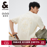 杰克·琼斯（JACK&JONES）26年男装春夏季重磅棉宽松复古哥特字母发泡印情侣短袖T恤男小众 乳白色A05 常规 L 180