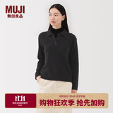 MUJI女式 羊毛混毛圈花式线POLO针织衫 毛衣女装上衣羊毛衫25年冬季 深灰色 L (165/88A)