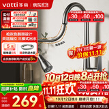 华帝（VATTI）厨房龙头 冷热枪灰天鹅颈不锈钢三模抽拉式洗菜盆水龙头062PH-001