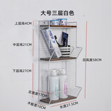 莲花雨免打孔厨房收纳架浴室架墙上置物架实木壁挂层架一字隔板搁板架子 大号三层白色