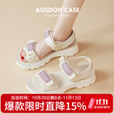 奥古狮登（Agsdon）运动凉鞋女夏季百搭魔术贴凉鞋女厚底轻便沙滩鞋 322039 米紫 37