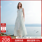 三彩2025夏季新款莱赛尔连衣裙圆领系带背心裙宽松长裙M