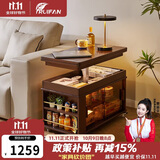 睿帆实木可移动茶几客厅沙发边柜小户型折叠升降边几餐桌两用小推车