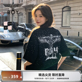 BOY LONDON【满天星】夏季男女同款短袖渐变烫钻印花时尚T恤N01107 黑色 M