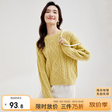 尚都比拉冬季复古菱格麻花毛衣女小个子圆领百搭针织衫 草黄色 L 