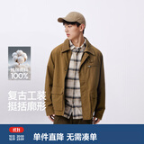 森马（Semir）夹克男经典巴恩风工装外套男复古灯芯绒翻领夹克秋冬季情侣上衣 咖啡50800 M