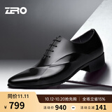 零度Zero皮鞋尖头正装鞋时尚男士正装商务德比鞋新郎婚鞋伴郎鞋英伦风 黑色 【时尚亮面款-偏瘦一码】 39 (245mm)