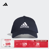 adidas经典百搭日常通勤运动遮阳棒球帽子太阳帽男女阿迪达斯官方 传奇墨水蓝/白   OSFM(男子)