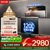 优盟（UM）集成灶一体式750mm小户型家用大吸力侧吸下排自清洁小尺寸抽油烟机燃气灶套装天然气JJZT-UJ257