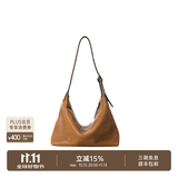 裘真（qiuzhen）【明星推荐】 经典hobo包植鞣牛皮腋下通勤休闲饺子女包 大象灰-小号 小包/大包
