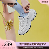 斯凯奇（Skechers）女鞋秋季小白熊休闲鞋子厚底增高百搭运动软底老爹鞋 白色/海军蓝色/WNV 37 【正码正拍】