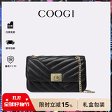 COOGI包包女包轻奢品牌女士斜挎包女单肩包女生日情人节礼物送女友老婆 黑色【柔软羊皮】