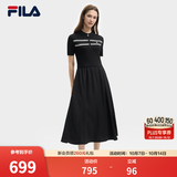 FILA斐乐连衣裙女士简约美学时尚休闲简约修身短袖连身裙舒适百搭 正黑色-BK L 170/88A/L