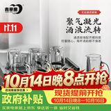青苹果白酒杯二两杯刻度分酒器玻璃酒壶6只 家用饭店待客