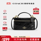 蔻驰（COACH）奥莱款女包RAINER18系列单肩手提斜挎包经典老花盒子包送女友礼物 CEO22IMBLK黑色
