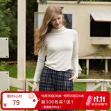 香影半高领内搭打底衫女2026冬季新款修身长袖套头美拉德针织上衣 米白 M 160/84A/95-110斤