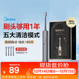 美的（Midea）电动牙刷S1PX灰色成人学生180天长续航5种清洁模式声波磁悬浮声波马达净齿男女士情侣生日节日礼物