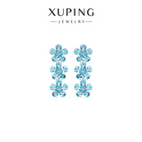 XUPING旭平首饰超闪三花锆石【樱花瀑布】 仙气长款耳坠 日常通勤百搭高级感耳饰 蓝色