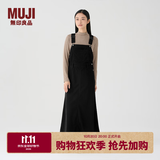 MUJI女式 灯芯绒 背带裙中长款连衣裙半身裙女秋款裙子美拉德BE10CC3A 黑色 S （155/62A）
