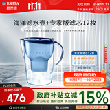 碧然德（BRITA）过滤净水器 家用滤水壶 净水壶 Marella 海洋系列+专家版滤芯12枚（含附件）