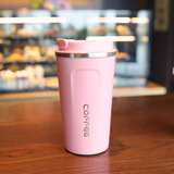 卡西菲kaxifei（KAXIFEI）韩版保温杯不锈钢咖啡杯便携迷你男学生水杯简约女士小保温瓶ins 磨砂粉【大号】500毫升  +杯刷