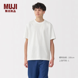 MUJI男式天竺编织圆领短袖T恤男士打底衫男款休闲上衣夏季男装 白色 L (175/100A)