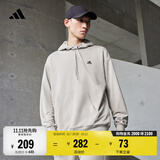 adidas加厚毛圈布连帽卫衣套头衫单穿上衣男女秋冬阿迪达斯轻运动   金属灰   XXS