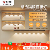 公牛（BULL）感应猫眼橱柜灯磁吸充电山丘光效展柜玄关氛围小夜灯 黑80cm三色