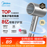 美的（Midea）8亿等离子护发电吹风 家用负离子护发吹风筒 1800W大功率快干吹风机FJ308银 节日礼物