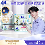 维达（Vinda）痔疮湿厕纸60片*4包东方本草加大加厚清凉舒缓痔疮专用湿纸巾厕纸