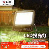 公牛（BULL）LED投光灯户外路灯庭院灯露营灯 IP65防水高亮度100W-3000K黄光
