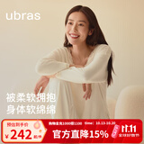ubras刘雯同款软绵绵套头舒服蕾丝长袖长裤套装睡衣家居服秋冬 奶糖白色 【刘雯同款】 L