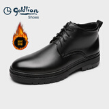 金利来（Goldlion）男鞋商务休闲鞋舒适冬季加绒保暖皮鞋靴子51593045701C黑色42码