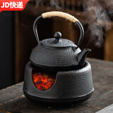 瓷牌茗茶具（cipaiming teaset） 围炉煮茶铁壶火碳炉风炉铸铁茶具煮茶烧水家用户外木炭炉 伍德炭炉+0.9升黑丁铁壶