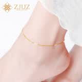 ZJUZ18K金脚链女款韩版玫瑰金黄金彩金细链简约百搭节日送女友礼物 18K金黄色 长22cm 细款