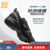 361°运动鞋男鞋秋季新品防泼水皮革面跑步鞋轻质耐磨革网透气黑色鞋子 曜石黑/烟灰 43