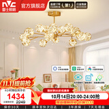 雷士（NVC）北欧现代轻奢智能网红led萤光客厅吊灯餐厅吊灯中山灯具灯饰套餐 萤光 15头80瓦智能【吊杆型】