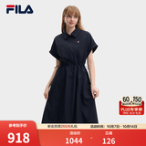 FILA斐乐连衣裙26秋季新款女士梭织裙子时尚休闲舒适衬衫裙 启灵蓝-DB L 170/88A/L