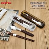 COOKSS鸡翅木筷子勺子套装学生上班族便携式筷勺复古高级感餐具收纳盒
