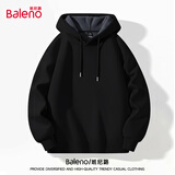 班尼路（Baleno）连帽卫衣男冬季加绒加厚保暖纯色套头男士外套潮流宽松百搭男装
