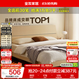 全友家居 现代简约双人大床家用主卧室床家具1.5米x2米高脚床板式床