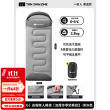 探险者（TAN XIAN ZHE）睡袋单人便携户外露营秋冬季加厚防寒成人午休办公室双人酒店隔脏 【2.3KG】连帽单人睡袋【加厚冬季防寒款】-深灰色