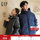 盖璞（GAP）男装秋季款logo宽松连帽泡芙羽绒服百搭简约外套791896 海军蓝 3XL (185/108A)亚洲尺码 【偏大，建议拍小一码】