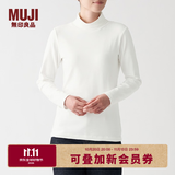 MUJI 女式 弹力罗纹编织 高领长袖T恤 BBM01A1A 米白色 M