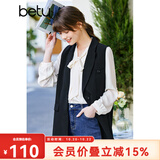 betu百图女装韩版英伦风气质外穿西装领马甲女2202T77 黑色 XS