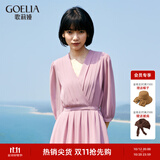 歌莉娅粉色法式连衣裙大牌气质女装显瘦时尚a字茶歇裙子1A8C4K1Y0 15R深粉红 M (160)